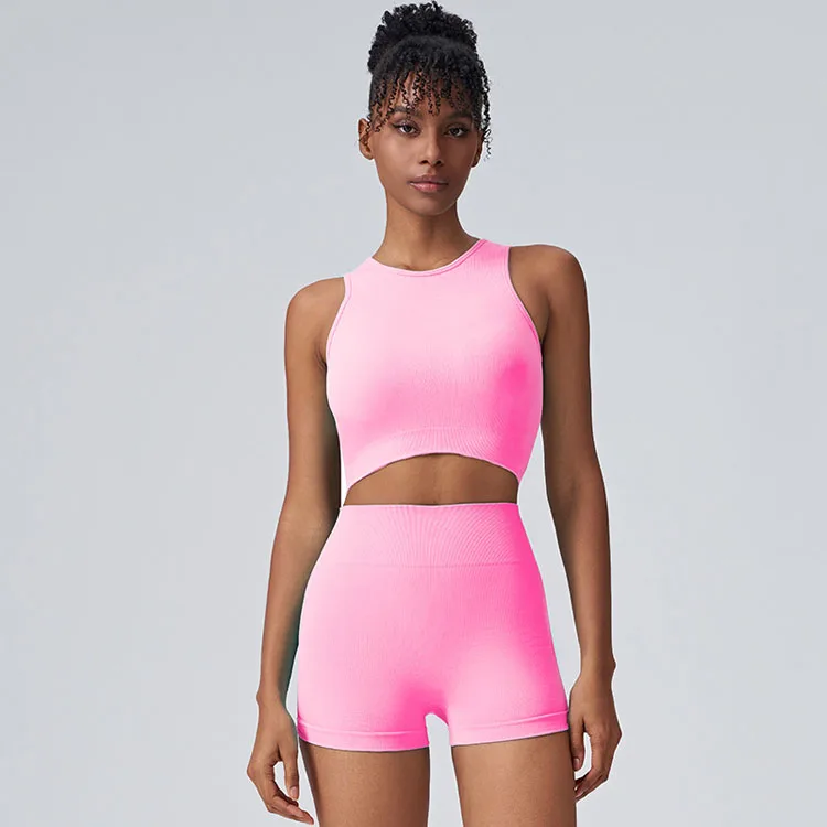 Summer new design women hollow high end candy color backless sexy and breathable yoga set