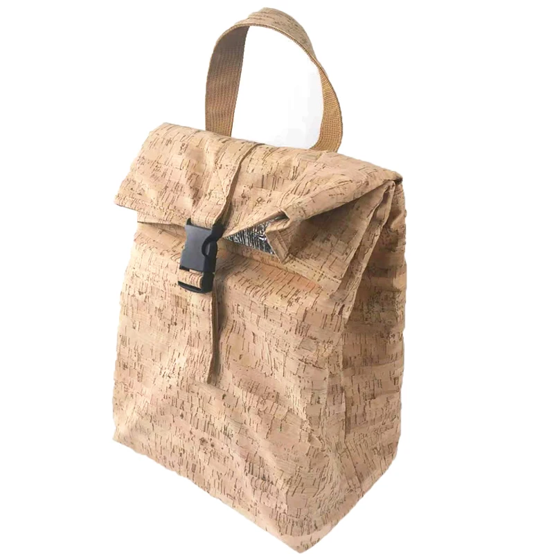 Premium Quality Cork Food Container Custom Logo Large Cooler Tote Bags Reusable Women Men Aluminum Thermal Insulated Lunch Bag
