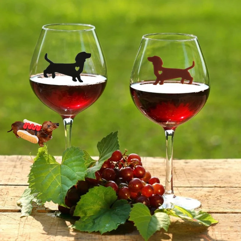 New design  sausage dog dachshund dog Wine Glass Charm Markers