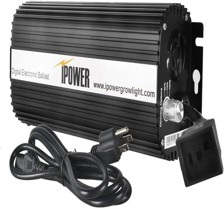 
iPower GLBLST1000D Horticulture 1000 Watt Digital Dimmable Electronic Ballast for Hydroponics HPS MH Grow Light, 1000W, Black 