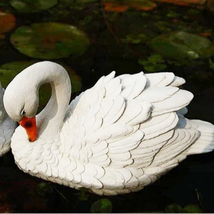 Realistic animal statues large resin 2pcs set swan white swan figurine mode resin swan garden decor