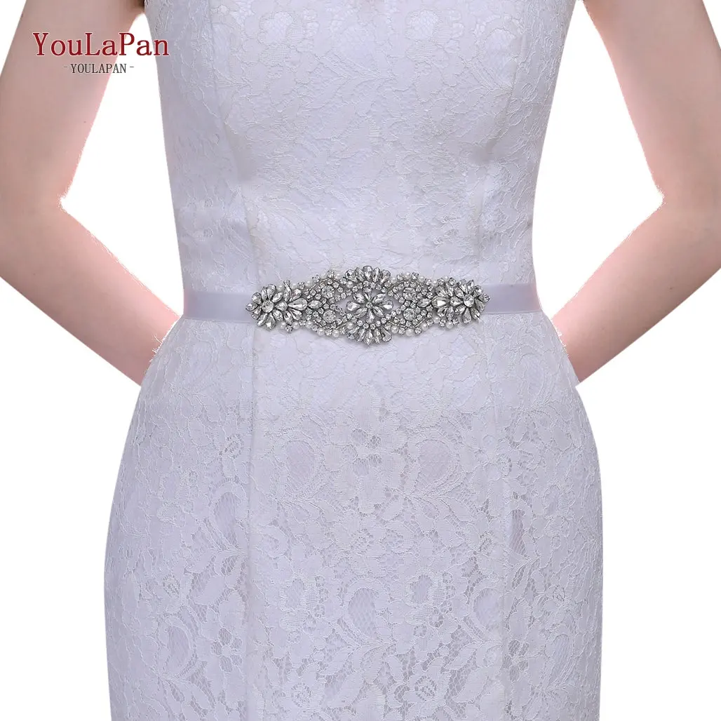 YouLaPan S394 Sparkling Stones Belts Silver Rhinestones Applique Bridal Wedding Dresses Sash Women Party Gown Girdle