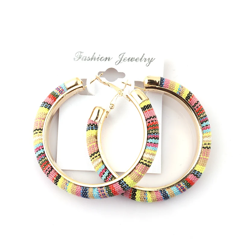 New arrival Women Tribal African Fabric Hoop Earrings