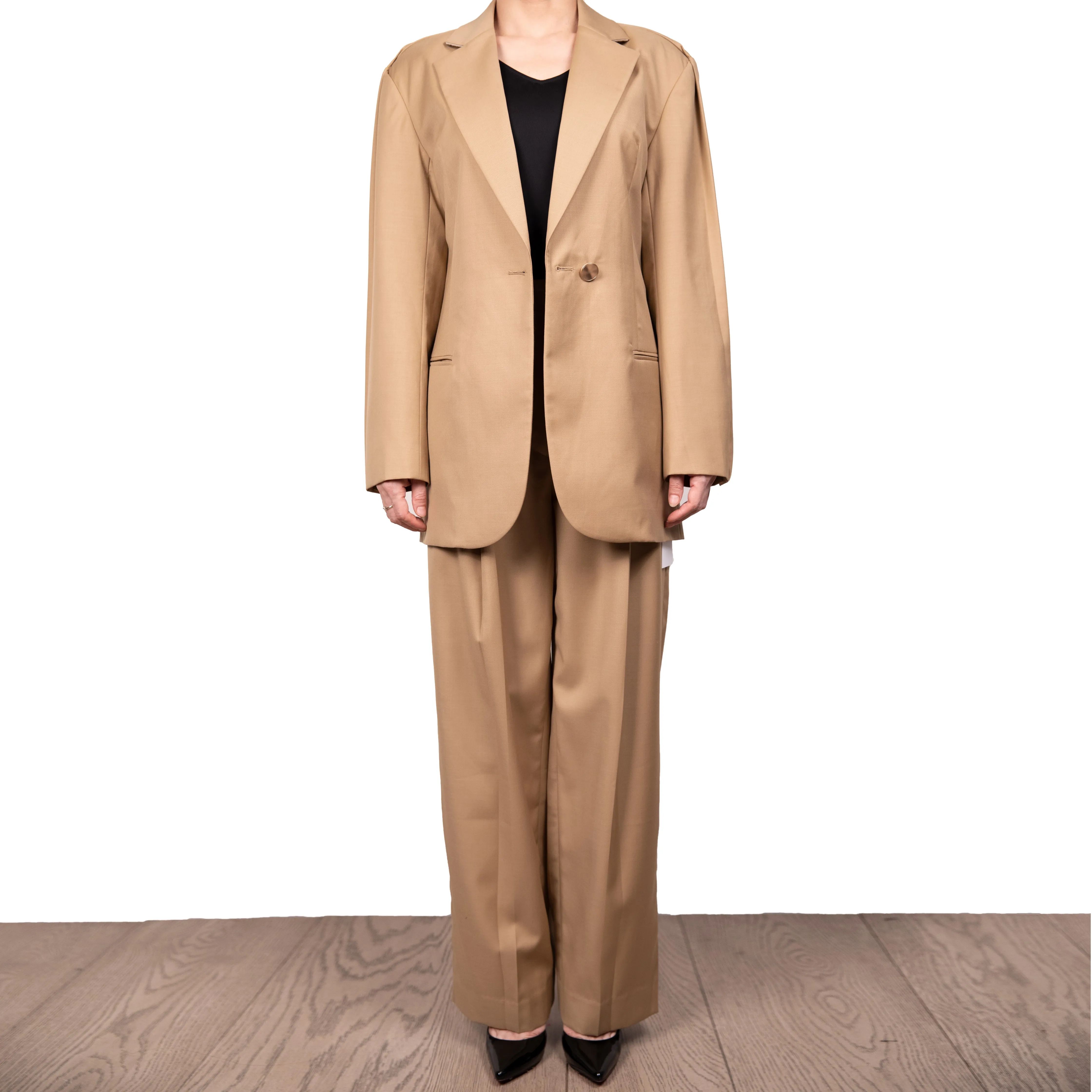 Женский костюм от производителя, костюм из двух предметов, однотонный теплый шерстяной костюм на одной пуговице для офиса, деловой пиджак для зимы