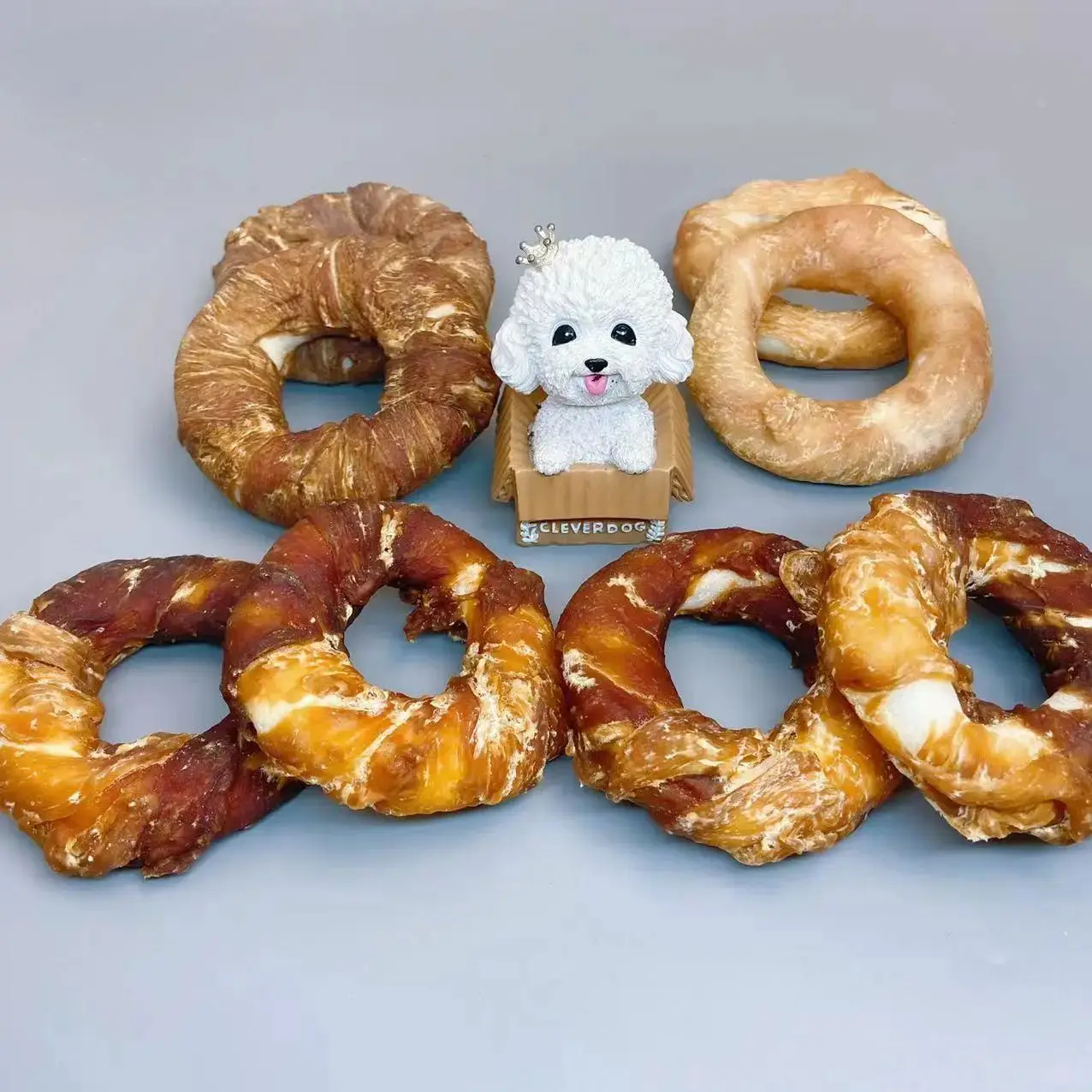 Собака из воловьей кожи Цыпленок утка пончики для маленьких и средних собак молярная палочка большие закуски оптовая продажа