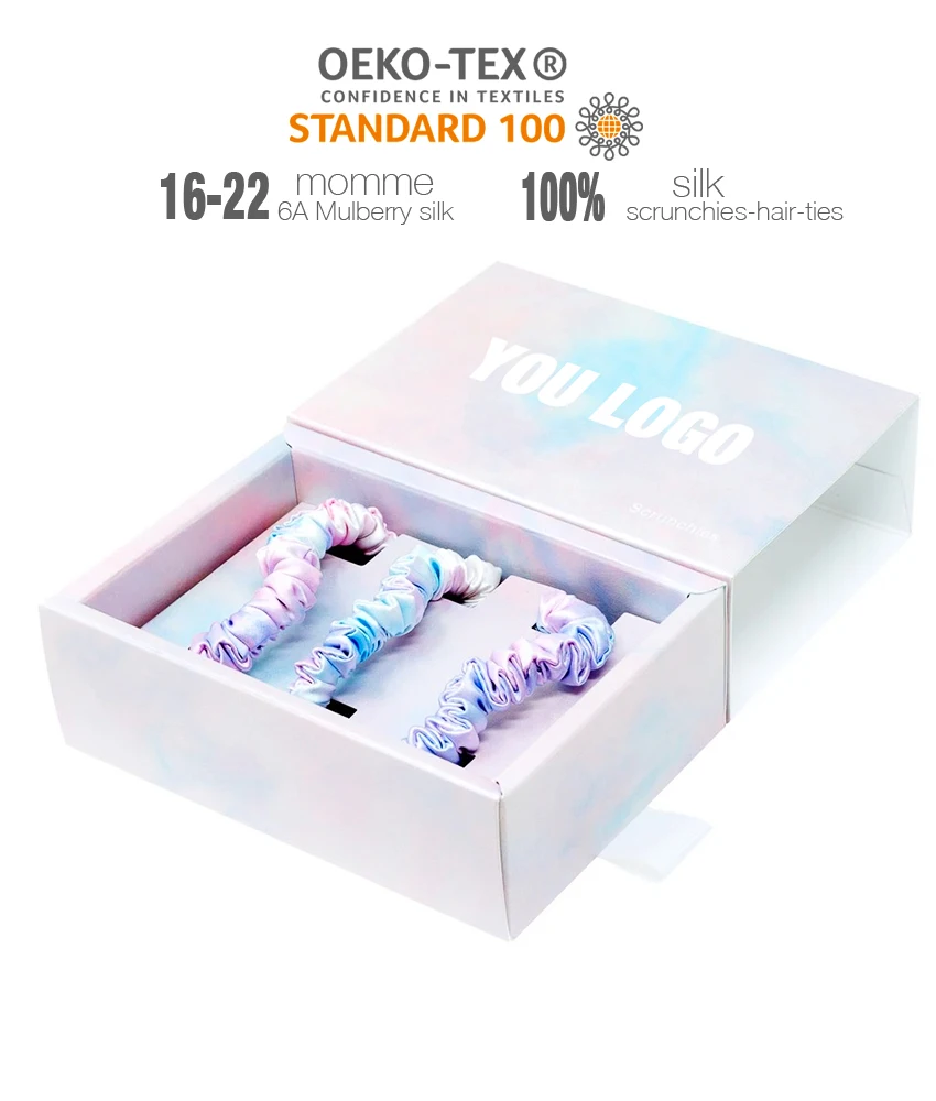 Новый дизайн высококачественные шелковые резинки из 100% шелка Mulberryed с логотипом и этикеткой для женщин Набор резинок 22/19/16