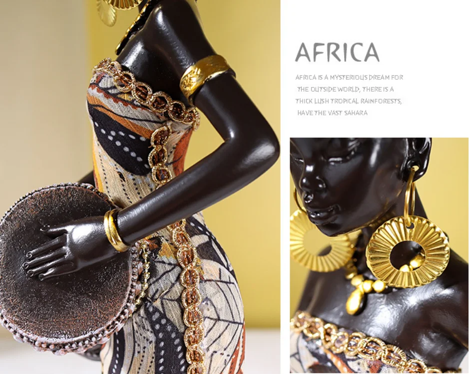 2024 Abstract Tribal Lady Sculpture Ornament Tribal Lady Figurine Miniature Girl Statue Ornament Living Room Decoration Gift