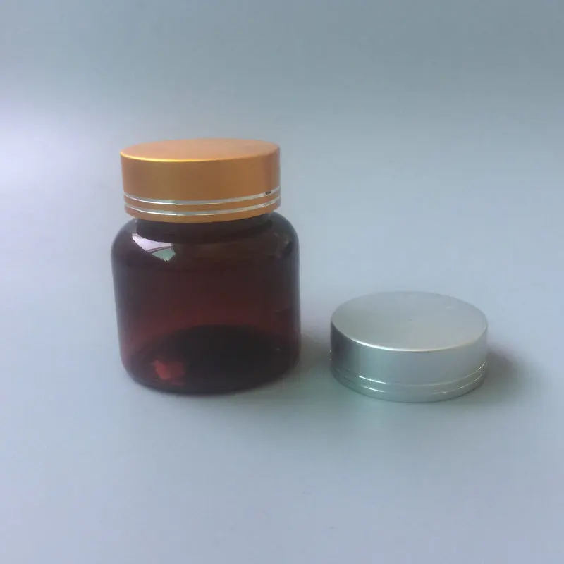50cc amber child resistant capsule bottle PET Plastic Medicine Tablets Bottle Packaging Container with Press and Twist Cap lid