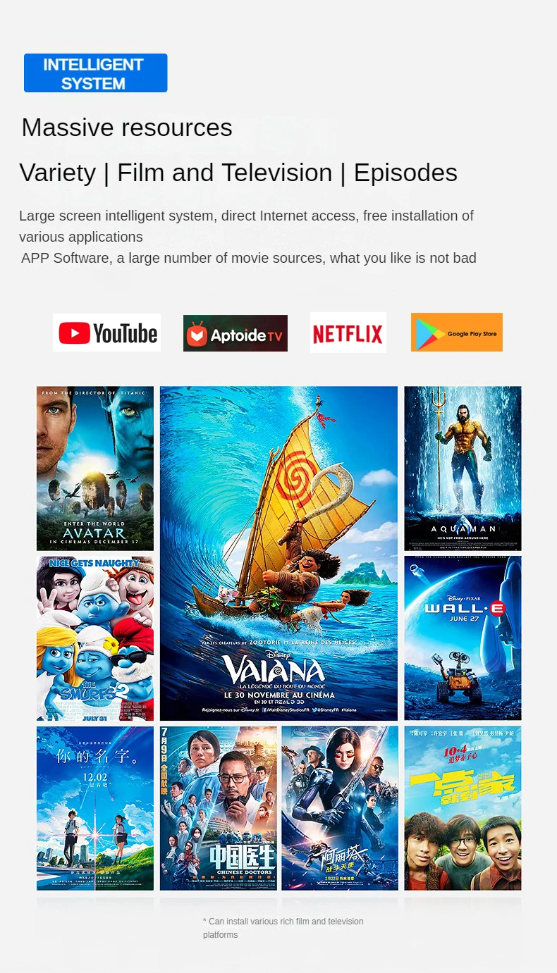 2022 New CY300 4K Smart Projector Quad Core Android 9.0 5G WIFI LED 4K Video Full HD 720P LED Home Theater Projector