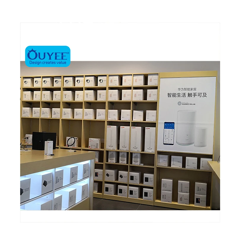 Wholesale Display Table For Laptop Store, Wooden Display Cabinet For Cell Phone Accessories Store
