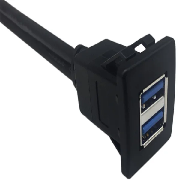 12V 24V Surface Panel Car Dashboard Square Flush Mount Dual Usb Extension Cable Usb For Car Dashboard