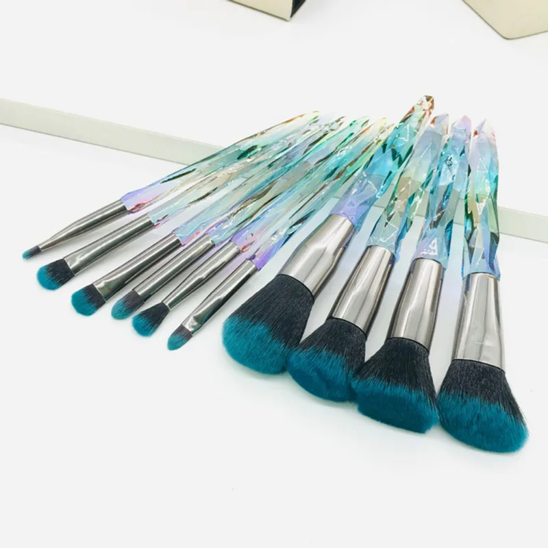 Поставщики новые цветные кисти для макияжа прозрачный набор кистей с кристаллами и