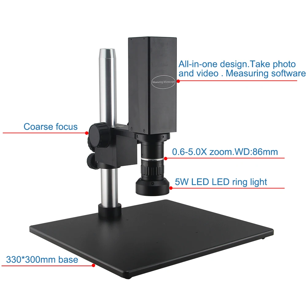 Optical 0.6X-5.0X Zoom Objective PCB Inspection Soldering Video Compound Microscope
