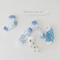 summer unique cute socks cartoon kids socks puppy cotton thin children wholesale kids socks 5 pairs/set