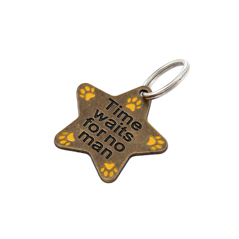 Custom pet dog metal accessories engraved gold logo dog name tag multi custom shapes collar dog metal tag with chain