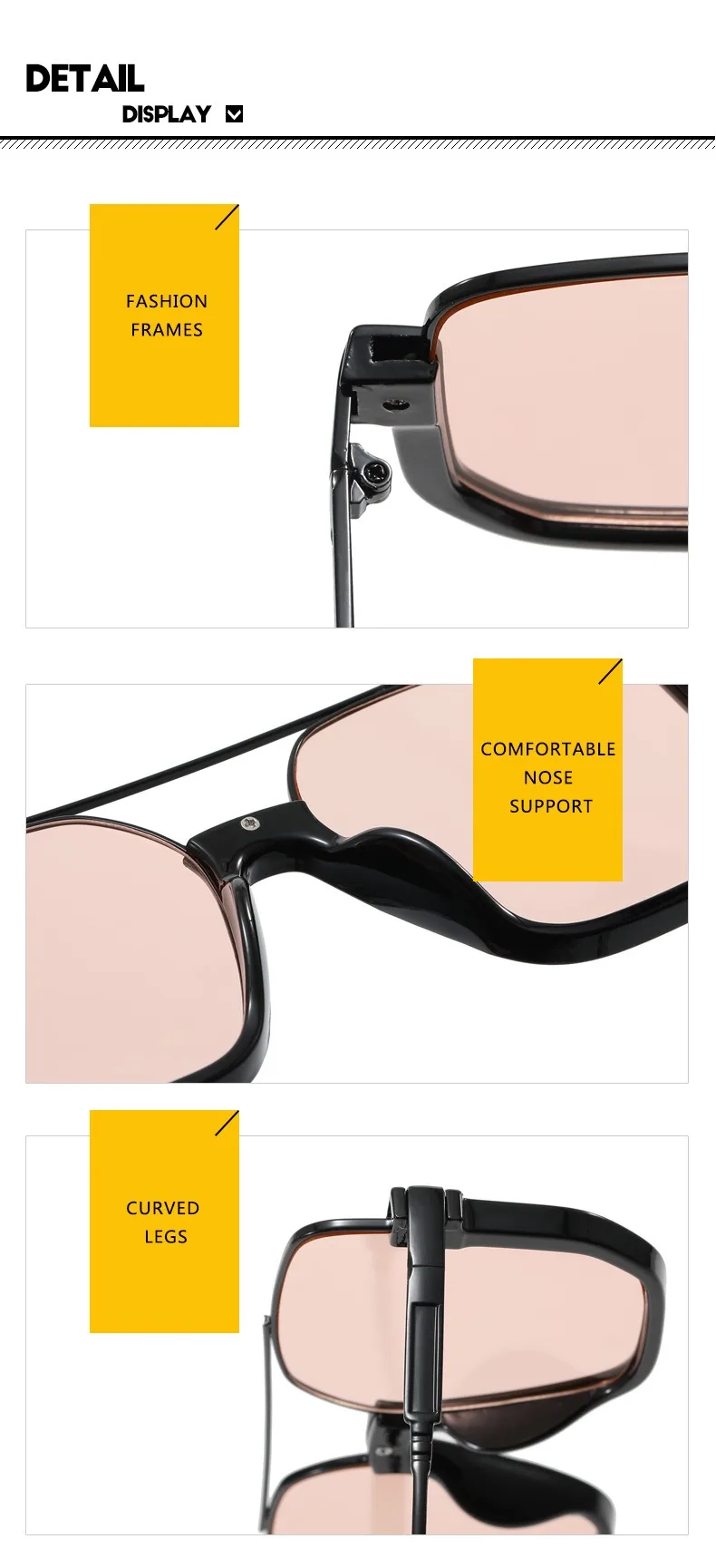 Personalized competitive price nice design retro china wholesaler double girder oversized square sunglasses