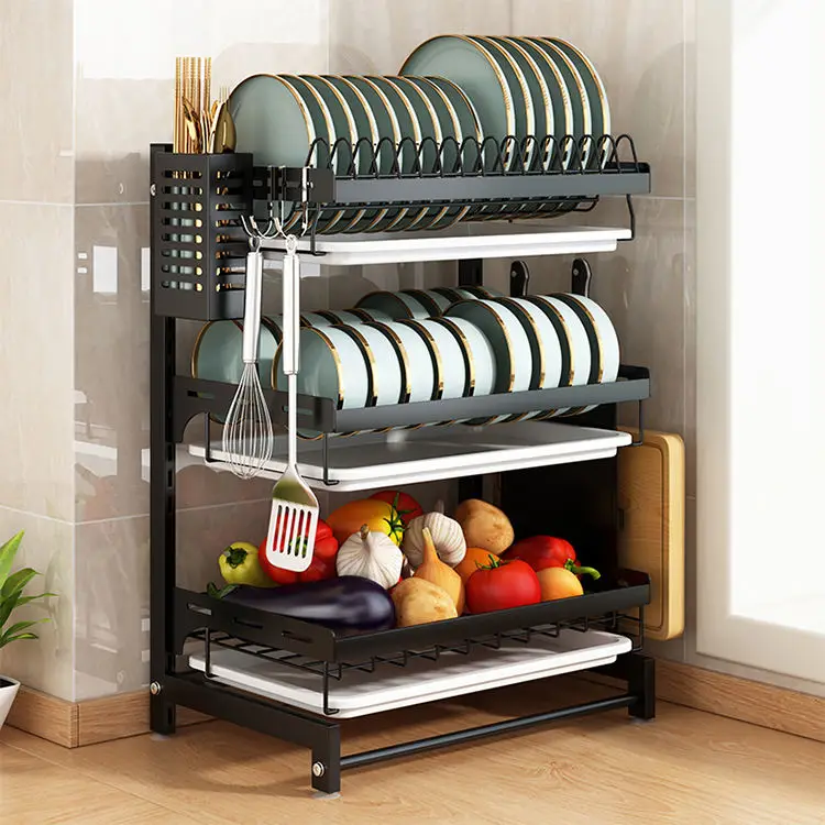 2023 New Product Stainless Steel Wall Mounted Kitchen Storage Rack Dishes & Plates Drainer Rack Bowl Drying Shelf