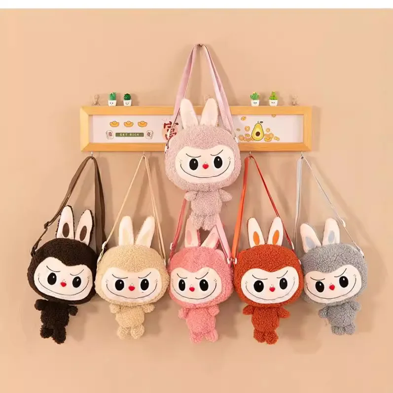 New Creative Labubu Cartoon Plush Backpack 3d Doll Cute Backpack Mini Crossbody Small Bag Girl Surprise Birthday Gift