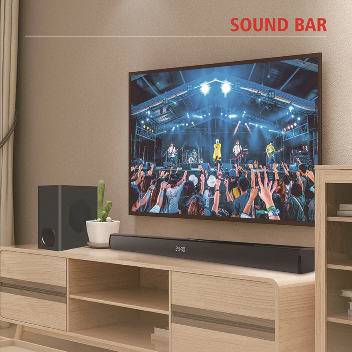 Samtronic 120W 2.1CH Wireless Soundbar Subwoofer Speaker 130dB TV Soundbar 3D Surround Sound System Home Theater BT V5.0 Speaker