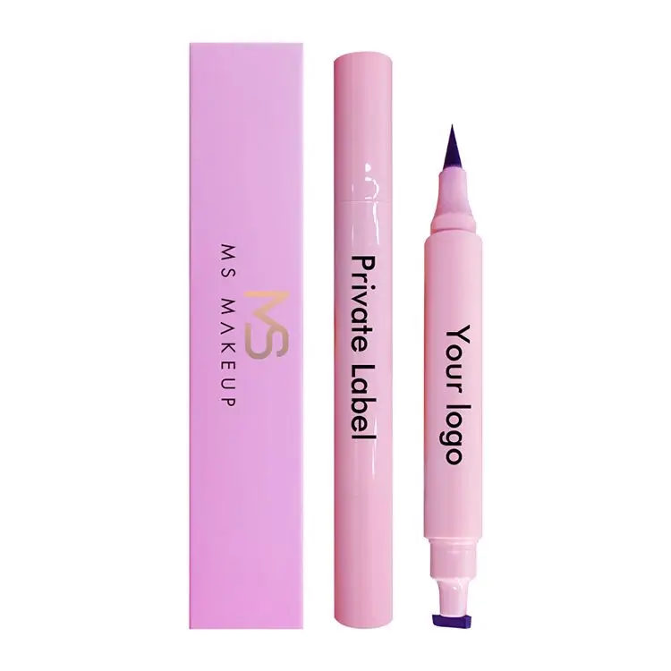 4 Kinds 2 in 1 Eyeliner Stamp Private Label 7 Color Seal Pink Tube Eye Liner Pen Stamp Eyeliner