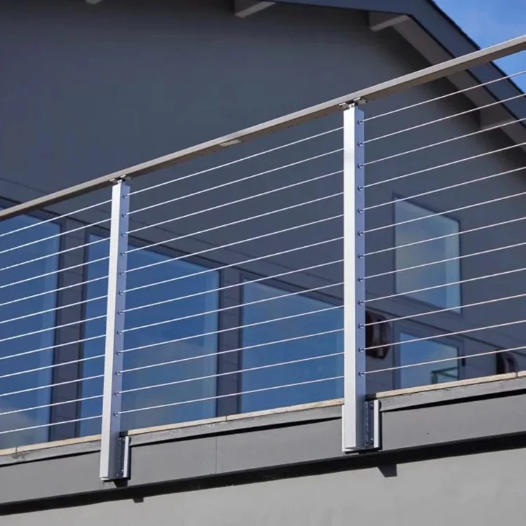 EKOO Hot Sell Facia Side Deck Mount Top Mounted Stainless Balcony Cable Railing Middle Post