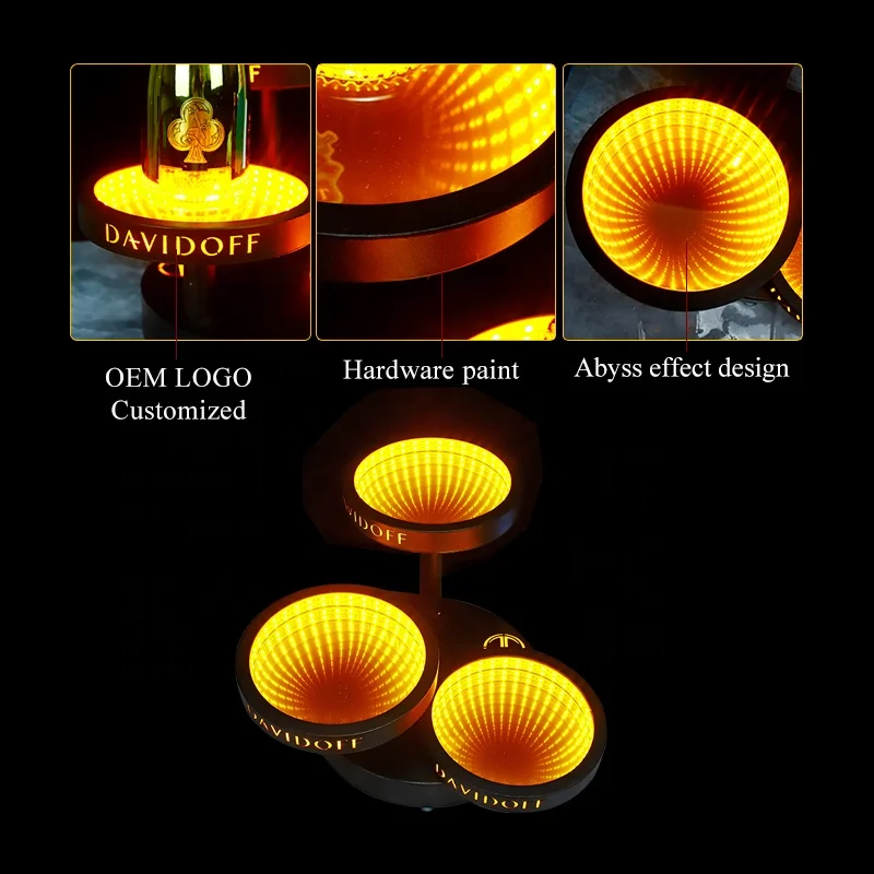 bar supplies Abyss effect luminous whisky Champagne wine stand Glowing Wine base Creative Display rack LED fruit tray