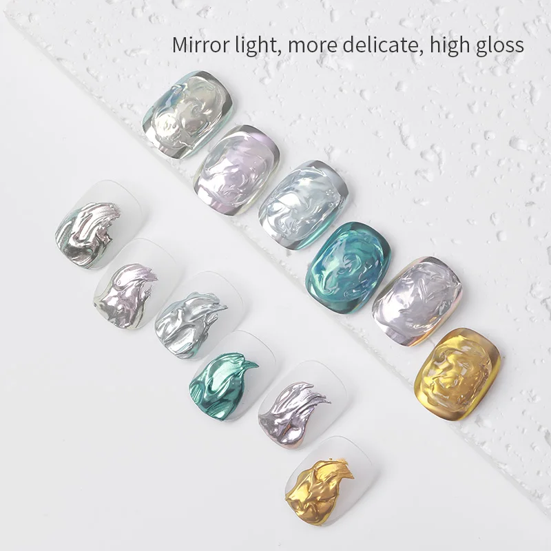 Custom 6 Colors Mirror Magic Nail Art Powder Mermaid Color Water Light Magnet Powder Nail Magnetic Nail Powder