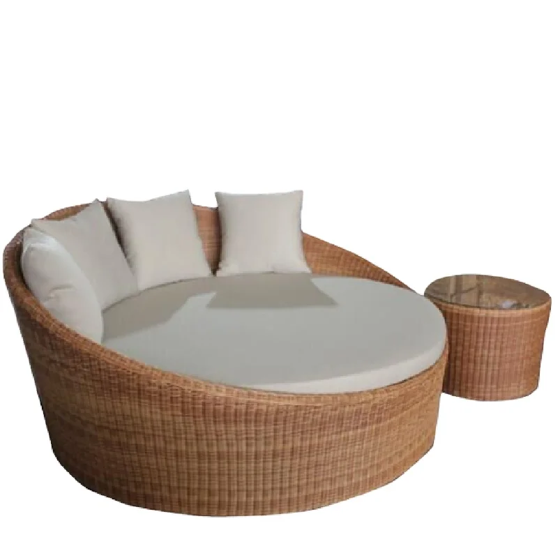 Foshan factory direct synthetic rattan material outdoor daybed swimming pool daybed hotel Beach Daybed