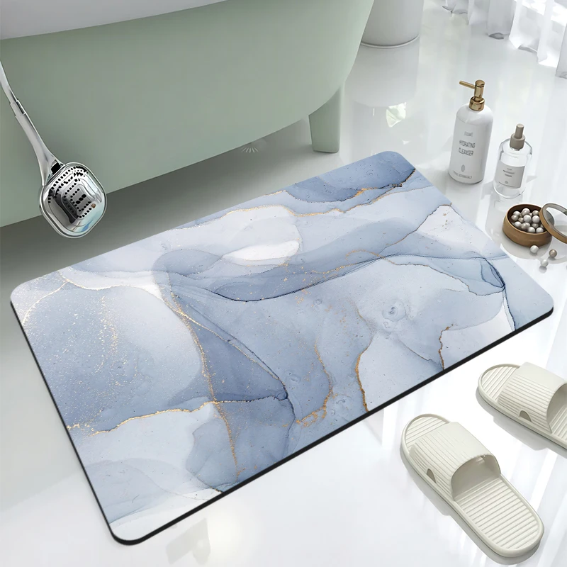 Super Absorbent Diatomite Soft Bath Mat Quick Dry Thin Bathroom Mat Novelty Print Pattern Sustainable 3 Fold Diatomite Mat Stone