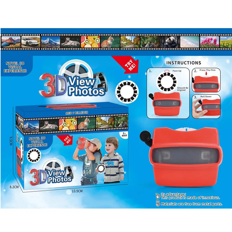 Factory Supply Baby Toys 3D View Master Machine Animal Picture Silicone Mini Stereo Viewer