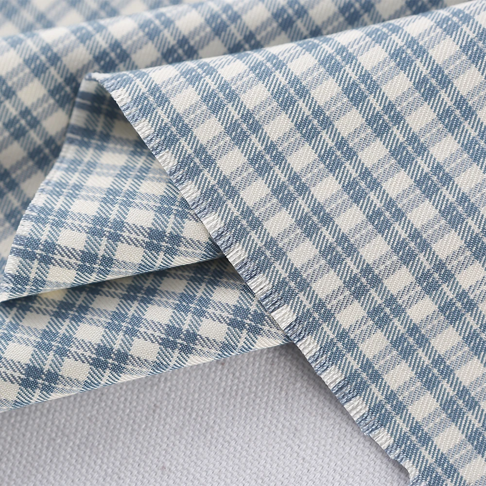 Professional Supply Women Casual Suits Shirts  Yarn Dyed Woven Fabric Plaid Spandex Dress Pattern Trousers Fabric