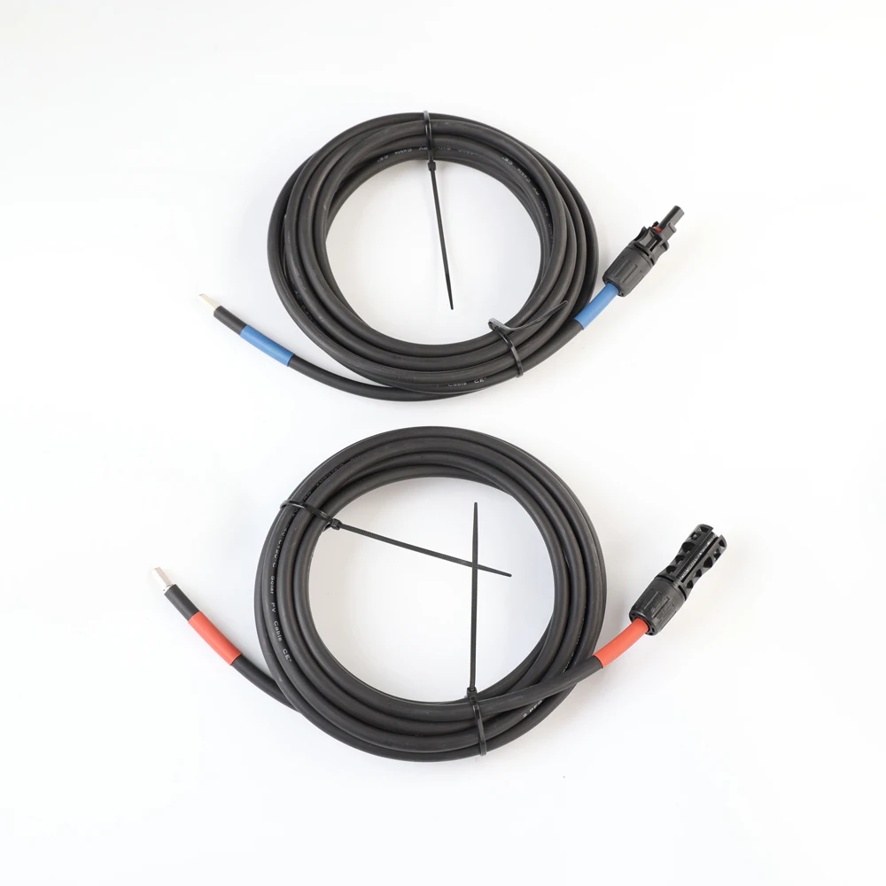 8AWG 10mm 2pcs 5m Copper Solar PV MC 4 Male Female Power Extension Cable for Solar Panel Power Station