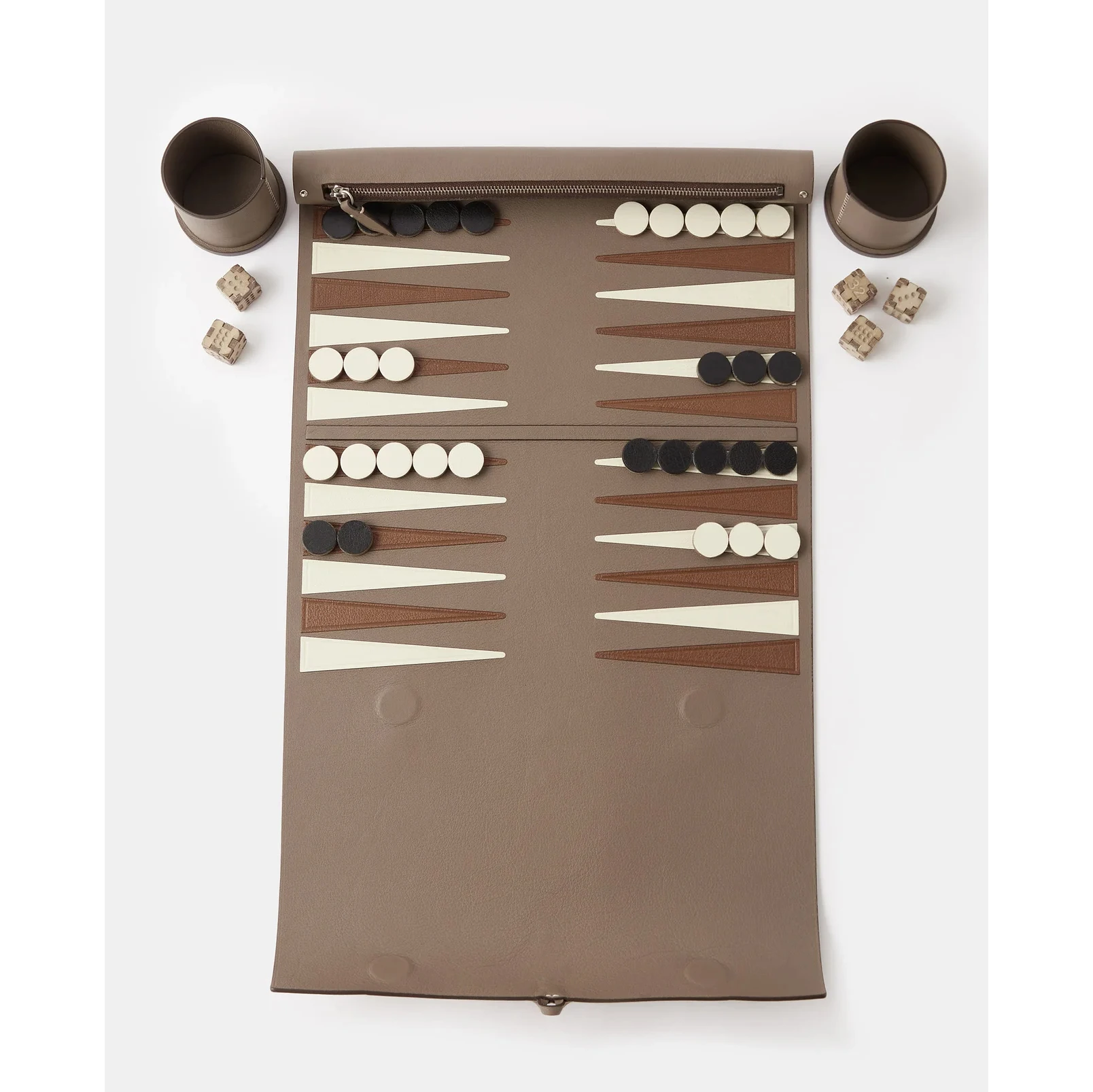New Arrival High quality Roll-Up Genuine Leather Backgammon Game Set Container