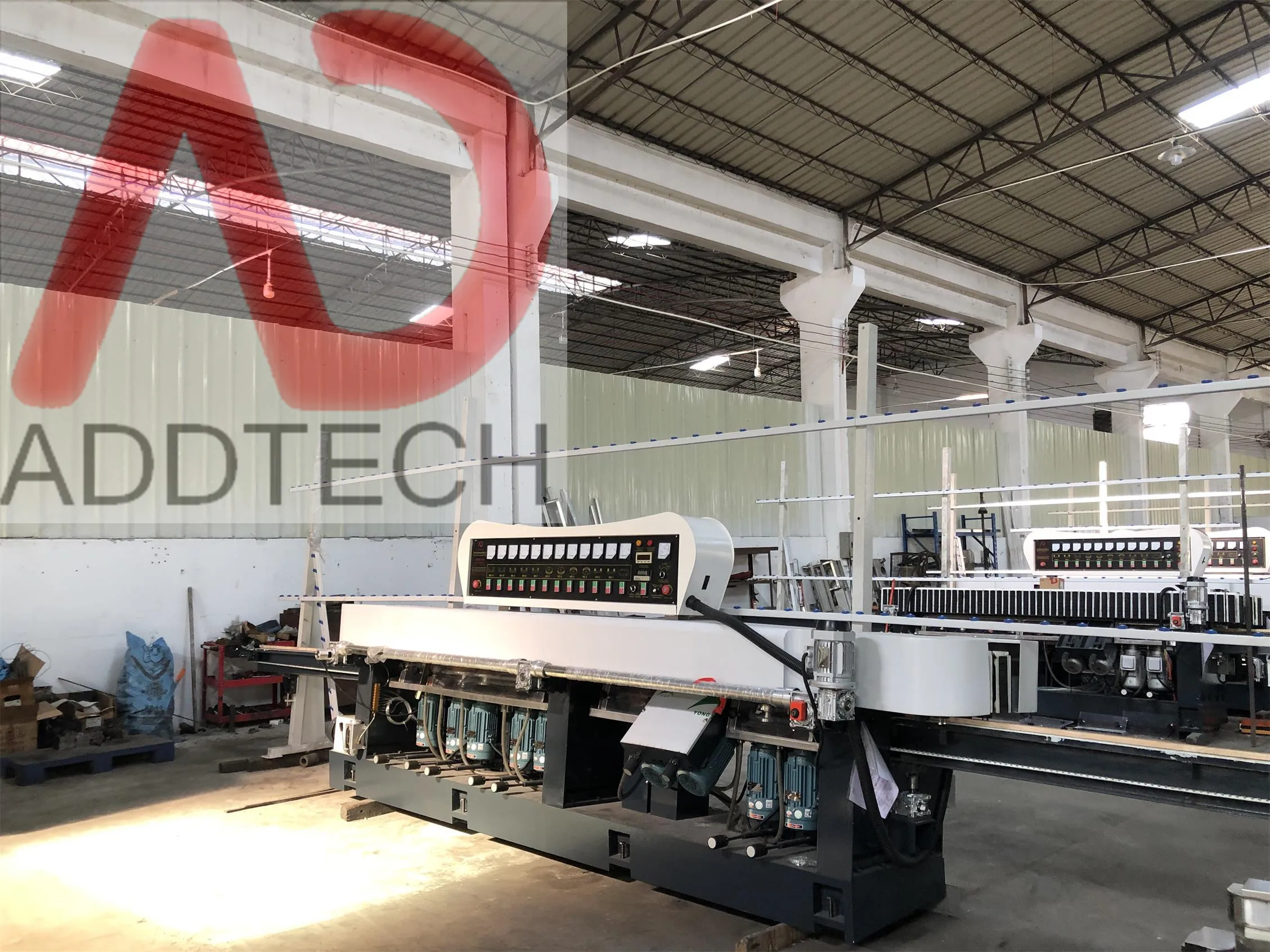 Full automatic edge polisher 11 Spindles Glass straight line edging machine with felt wheels