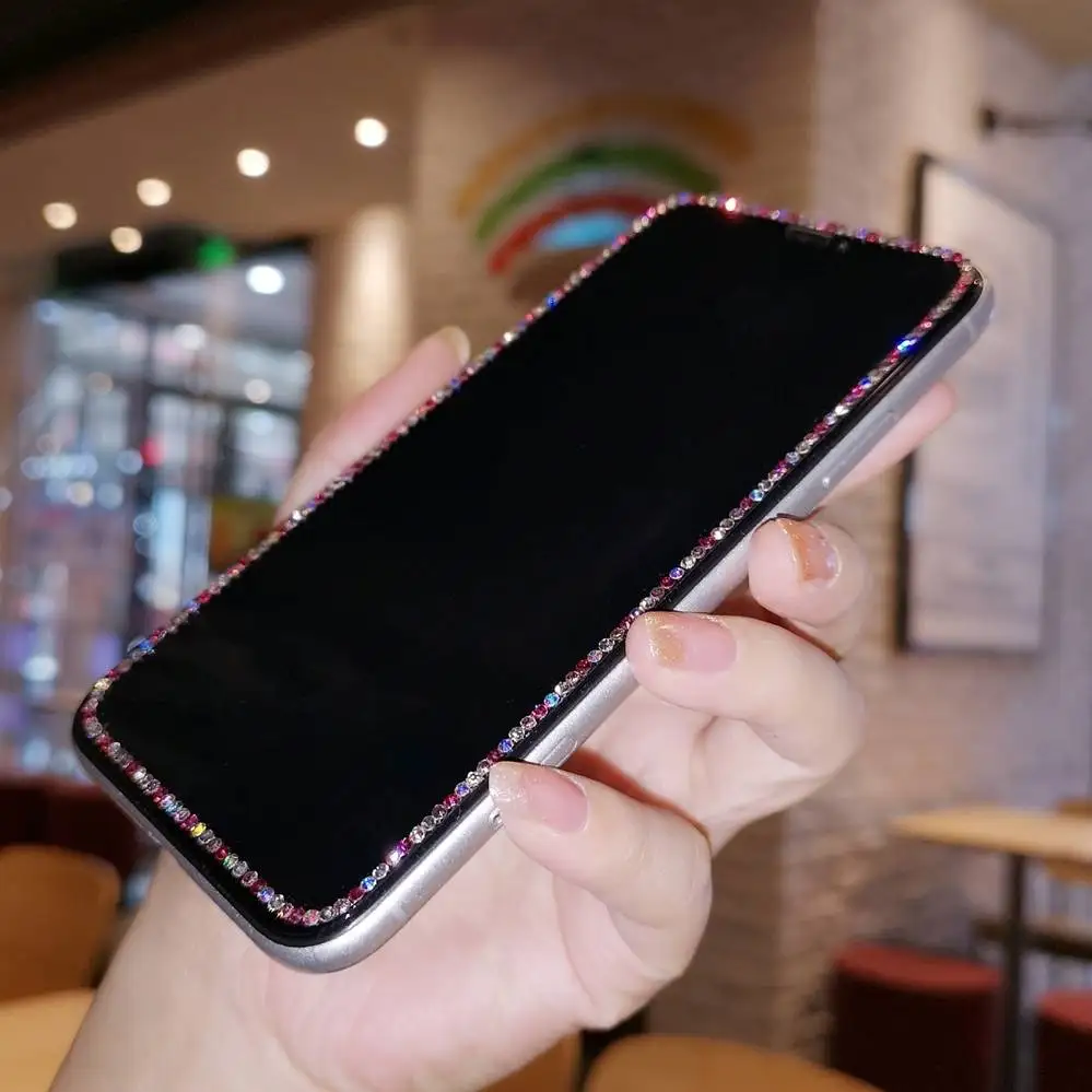 Luxury 3D Bling Sparkle Diamond Phone Screen Protector For Samsung 5D Tempered Glass Screen Protector for Huawei