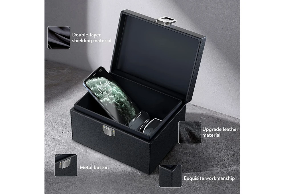 RFID Signal Blocking Box and Anti Theft Faraday Pouch for Cell Phone Faraday Cage Key Fob Protector