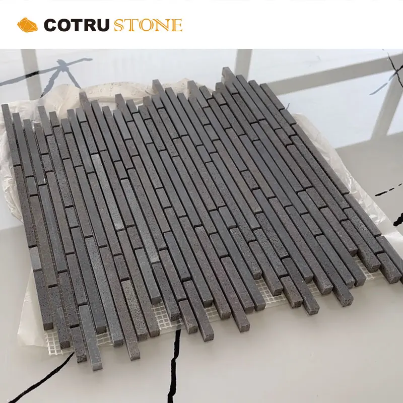 Xiamen Stone Wholesale Black Basalt Natural Stone Ledge Wall Cladding Mosaic Tile for Exterior and Interior decoration