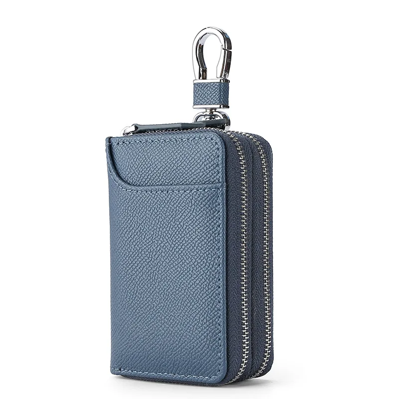 Factory Direct New Car Key Case Leather Multifunctional Large Capacity Double Zipper Door Key Case For Man and Women
