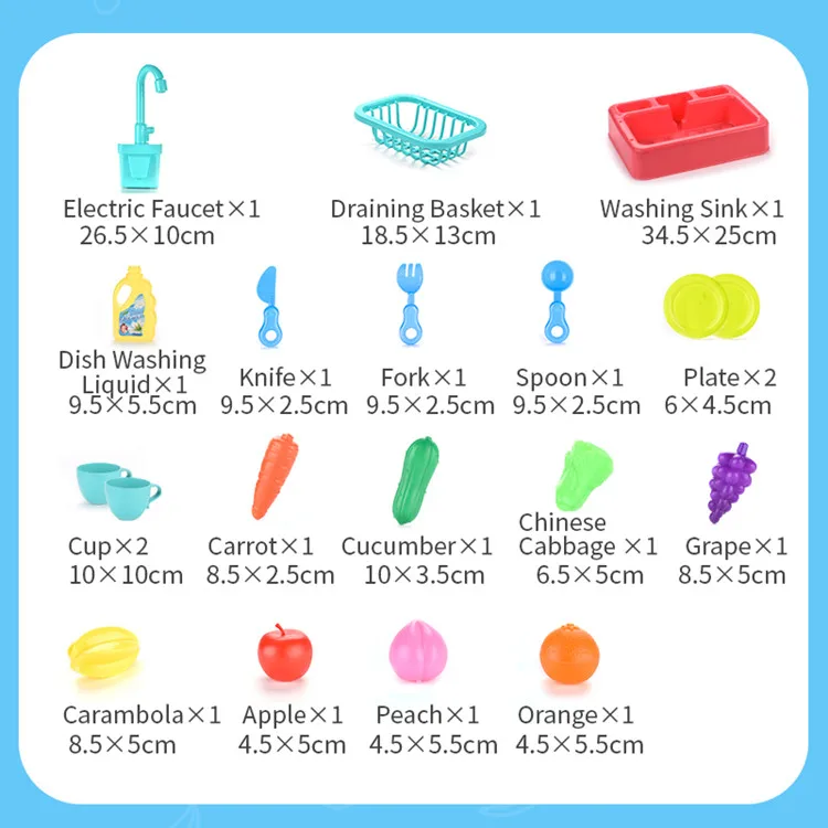 
Plastic Electric Kitchen Washing Sink Toy With Faucet Recirculating Water Pretend Play Toys 