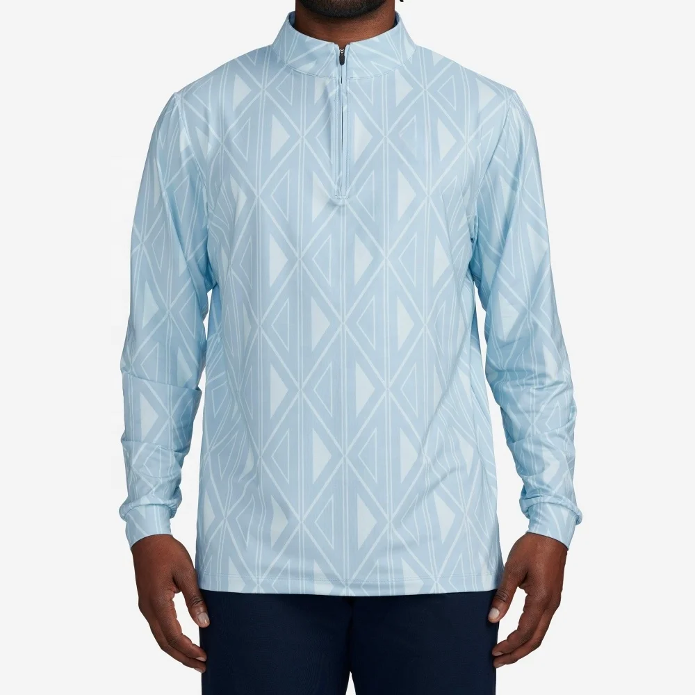 Wholesale High Quality Sublimated Golf Wear Polyester Spandex Golf 1/4 Quarter Zip Printed Pullover