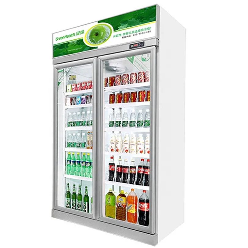 Brand new 2 glass door display cooler / used fridge/ beverage air commercial double door drink fridge