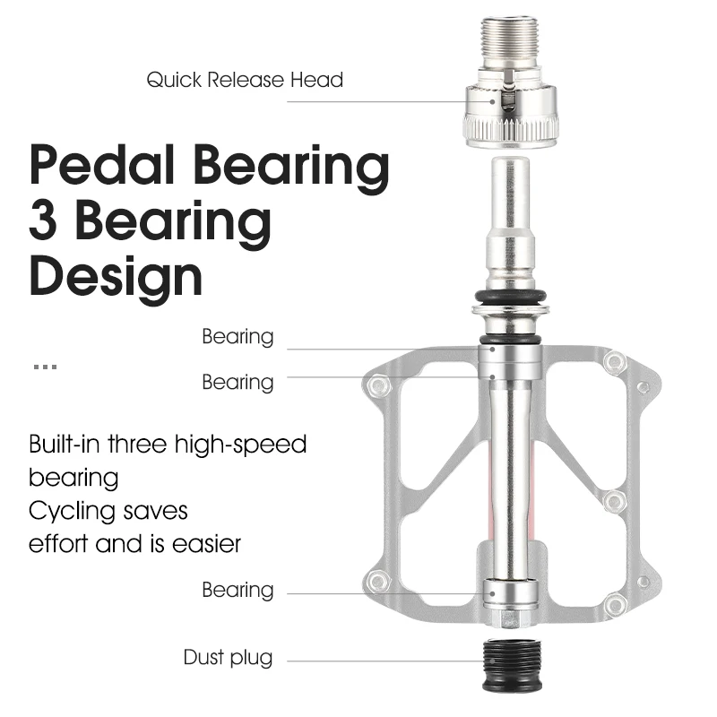 WEST BIKING New Bike Parts 3 Bearing CNC Quick Release Aluminum Alloy Pedal Mtb Road Bicycle Pedals