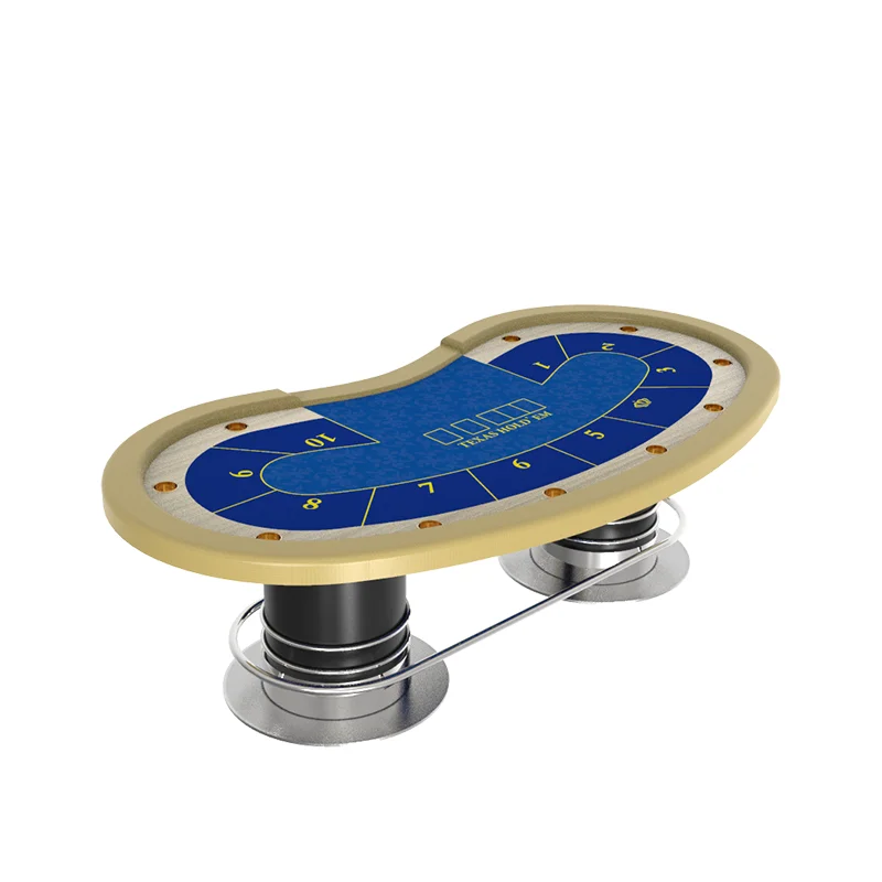 YH Casino Table Game 10 Sets Bean Shape Poker Table 84 inch RFID Table With Cup Holder