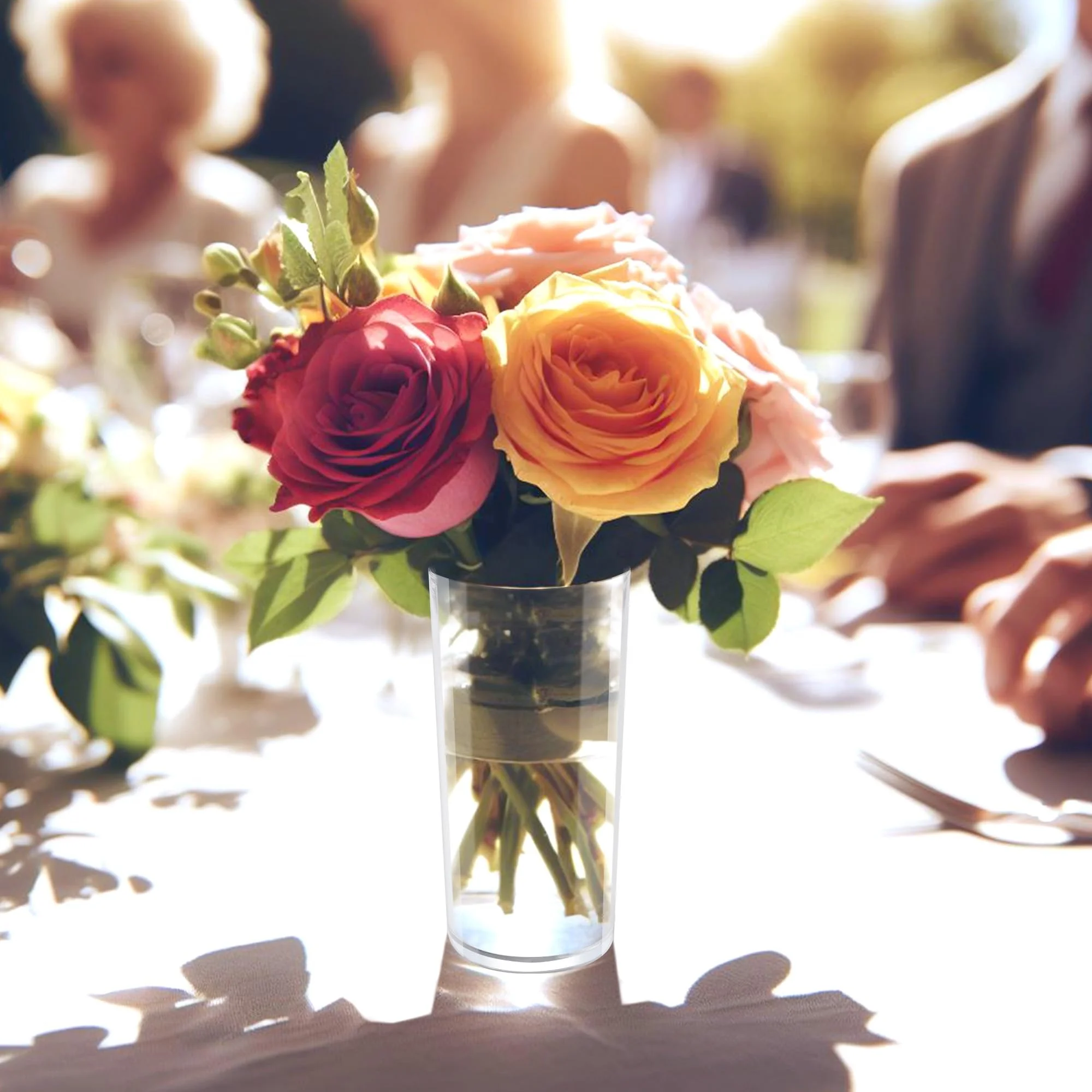 Custom Wholesale Cylinder Clear Decorative Wedding Birthday Party Home Office Artistic Acrylic Decorative Flower Vase