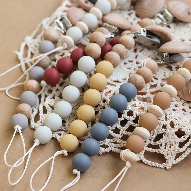 BPA Free Teething Soothing Molar Pacifier Clips Chain Silicone Baby Teether Bead