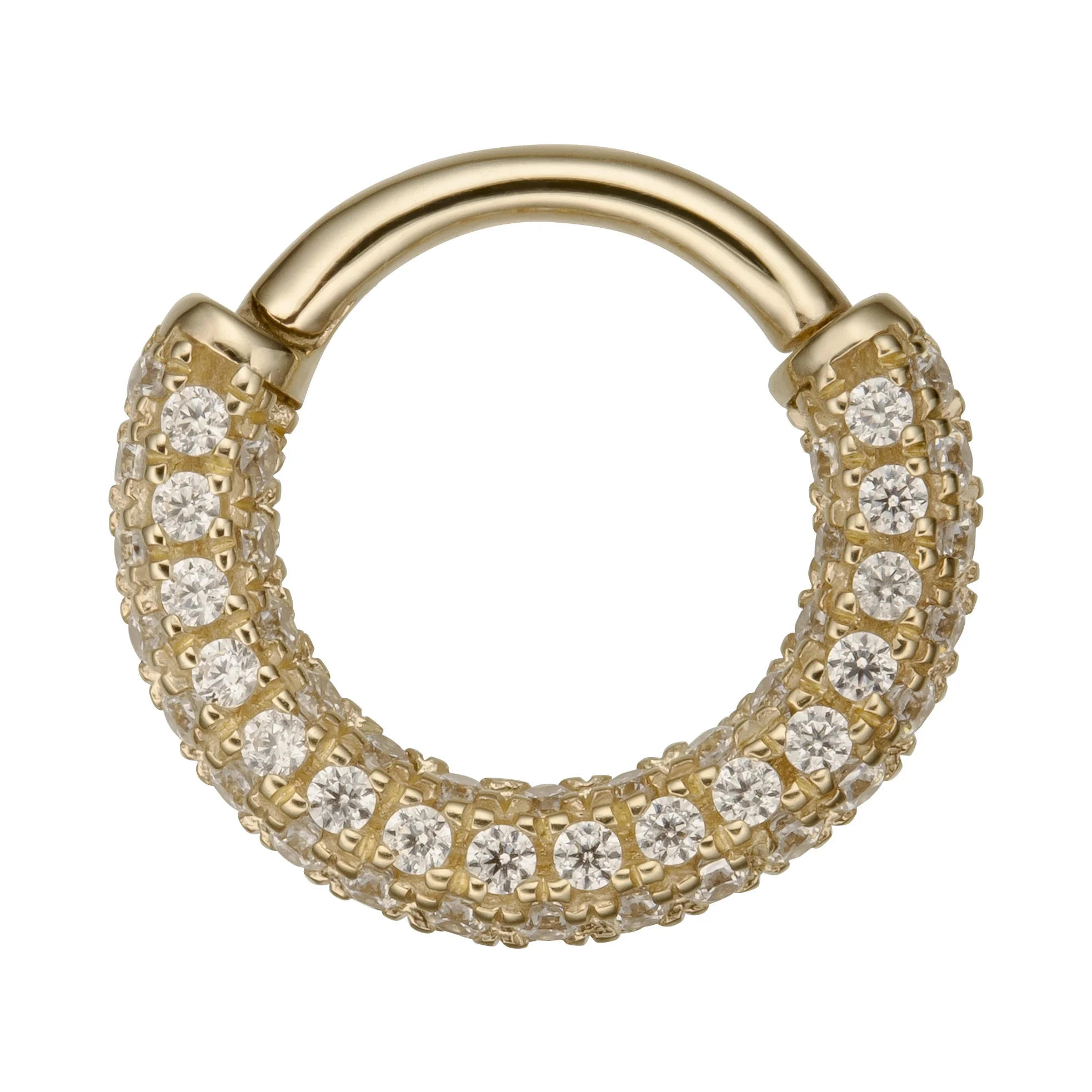 Giometal 14K Solid Gold Ear Piercing Daith body Jewelry Wholesale Gemmed Septum Clicker Helix Nose Conch Hinged Segment Ring