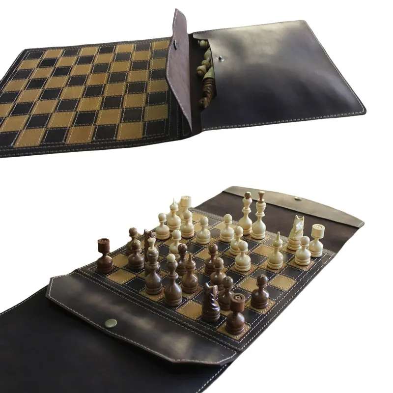 New Design Customized High Quality Easy to Carry Travel Chess Roll Game Set With Storage Bag