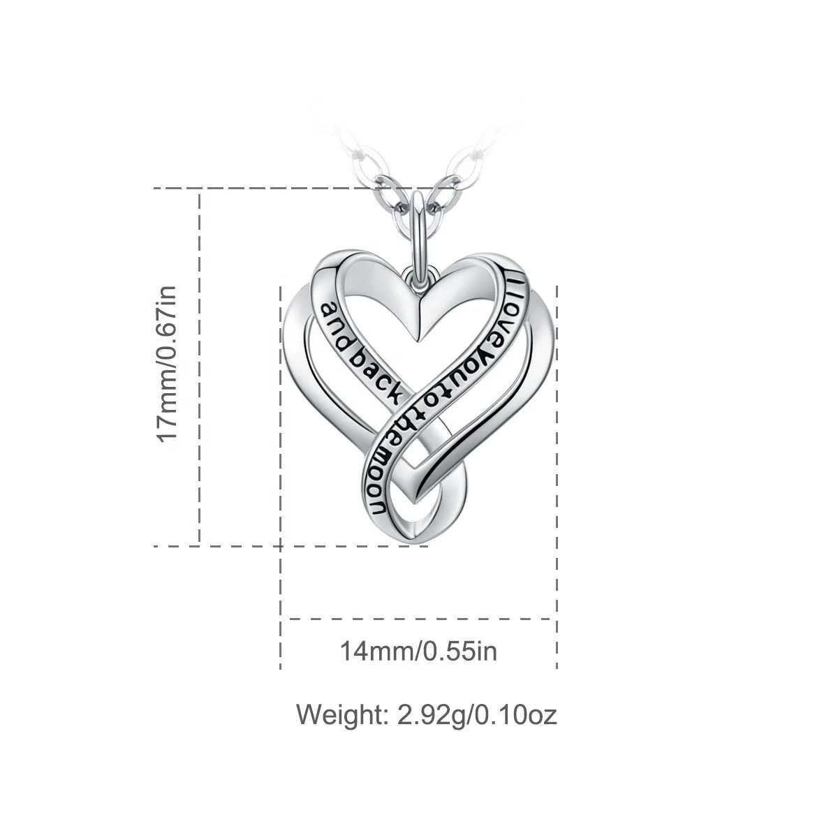 
Isunni i love you to the moon and back heart pendant necklace for girlfriend 