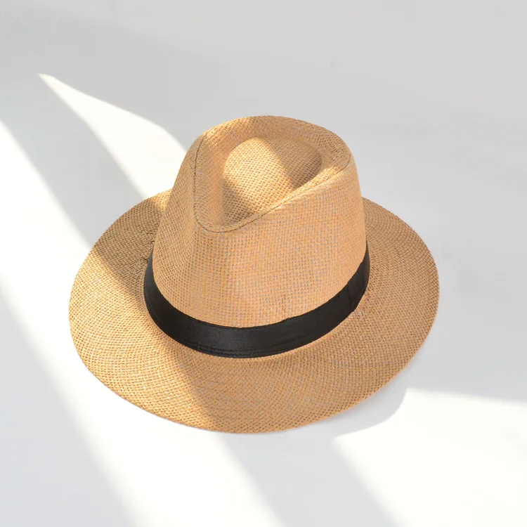 2022 Natural Men Women Floppy Sun Cap Summer Uv Protection Fedora Beach Hat Wide Brim Panama Straw Hat