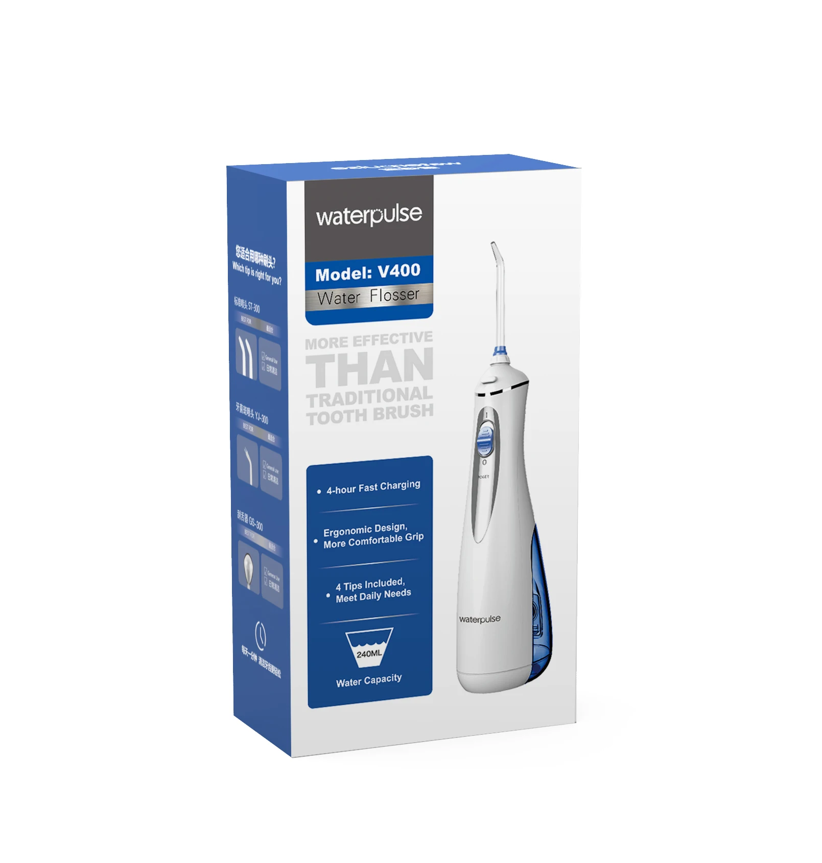  Портативный ирригатор для полости рта Waterpulse V400 простой и практичный Стоматологический